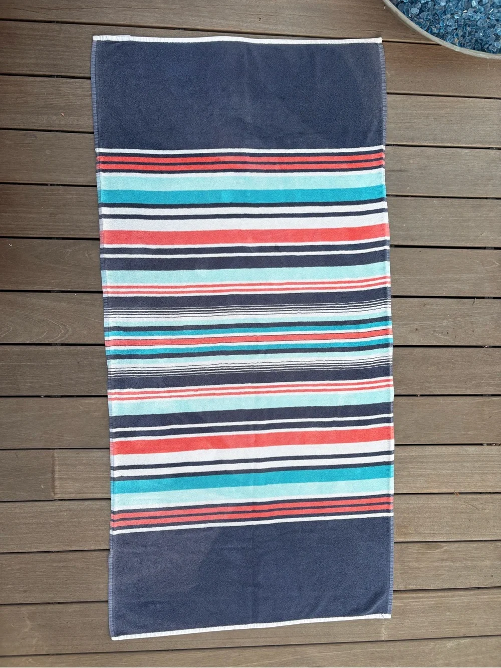 Striped Blue, Red & Aqua Beach Towel